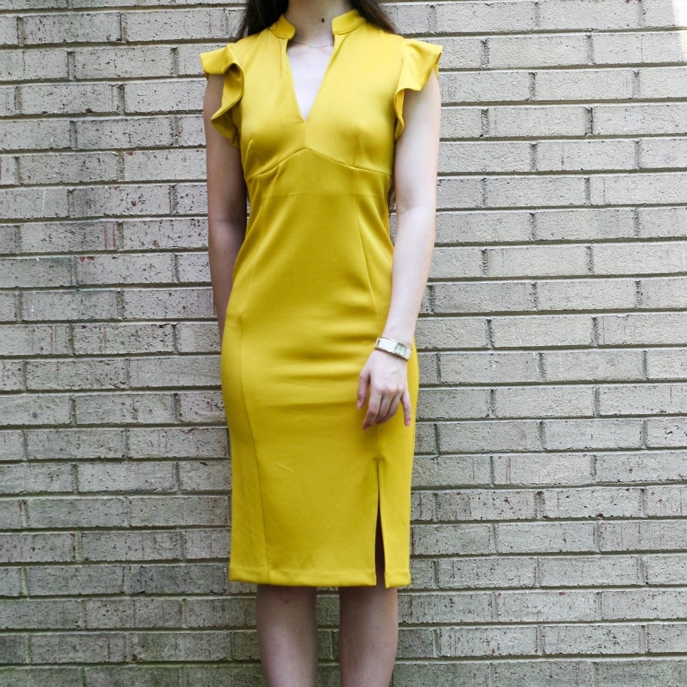 New York & Company Yellow Dress